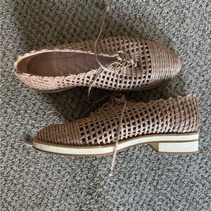 Stuart Weitzman Woven Brown Flats